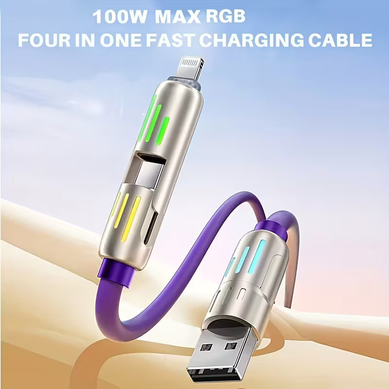 4-in-1 Multi-USB Charging Cable – Universal Fast Charge Cable with Micro USB, USB-C, Lightning & Mini-USB