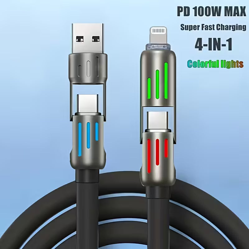4-in-1 Multi-USB Charging Cable – Universal Fast Charge Cable with Micro USB, USB-C, Lightning & Mini-USB