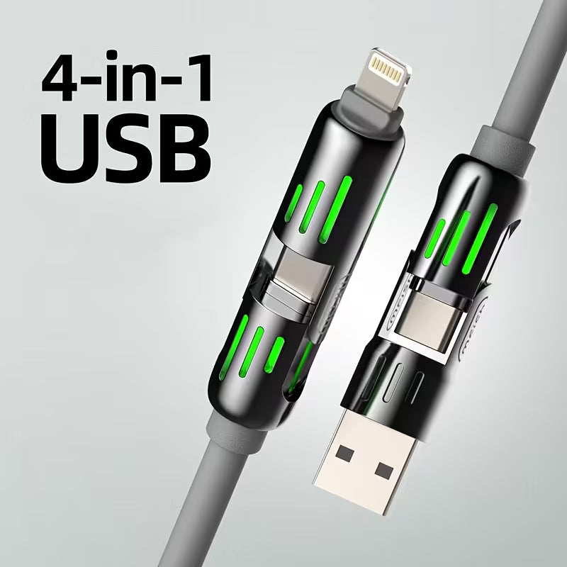 4-in-1 Multi-USB Charging Cable – Universal Fast Charge Cable with Micro USB, USB-C, Lightning & Mini-USB