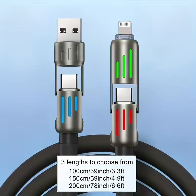 4-in-1 Multi-USB Charging Cable – Universal Fast Charge Cable with Micro USB, USB-C, Lightning & Mini-USB